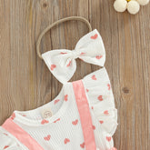 Layette - Pink Heart Pattern Romper Set